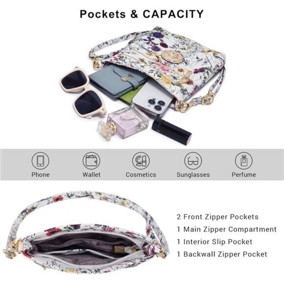 Women Small Crossbody Bag Lightweight Shoulder Purses Multi Zipper - Picture 4 of 7